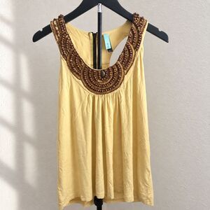 Y2K Boho Jaloux Beaded Wood Bead Tank Top